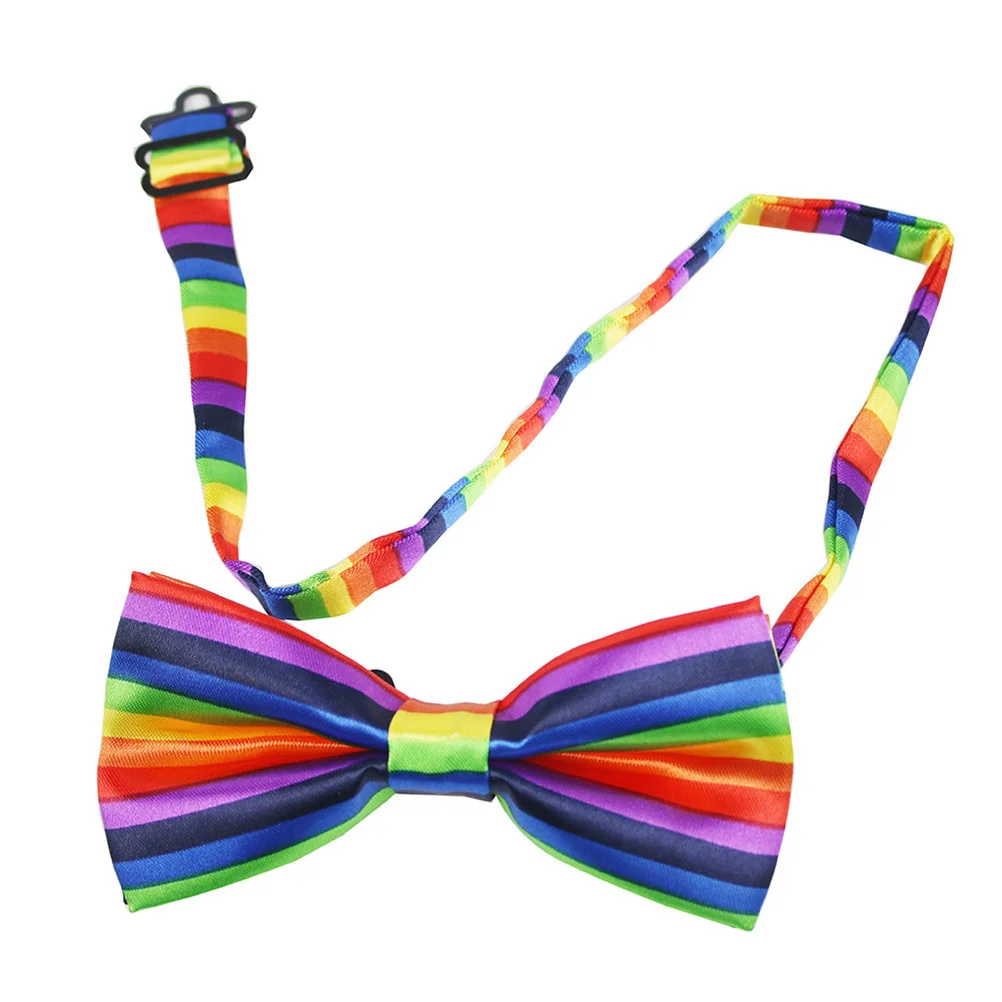 

2Pcs Adult Colorful Rainbow Suspenders Set Bright Bow Tie Party Dress Up Decoration Colorful Dress Up Accessory Party Tie