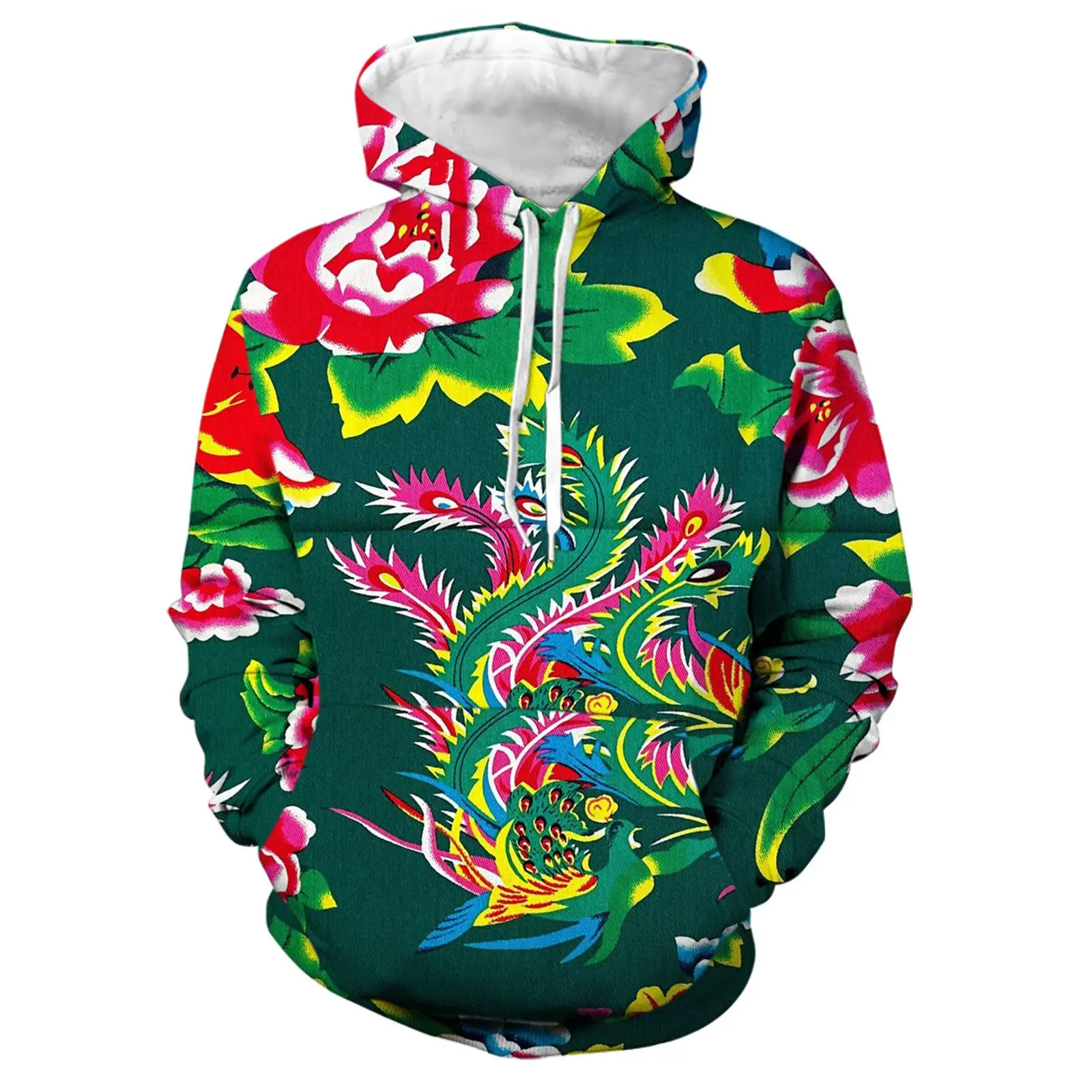 New Men's Northeast Large Floral Printed Hoodie Sportswear Hoodie Loose Hooded Hoodie Brand Designer Style MC11