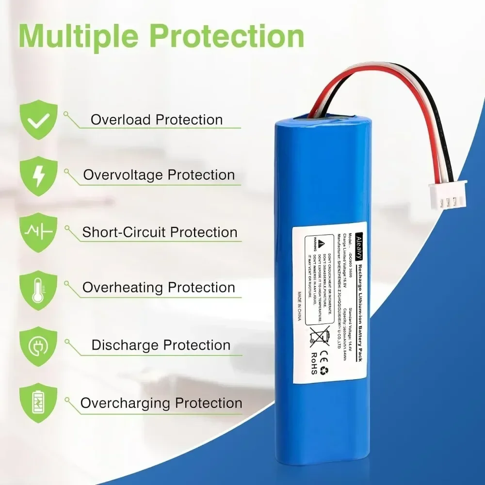 Replacement Battery 3200mAh for Ecovacs Deebot Ozmo 900,901,905,920,930,937,N8,N8 Pro Li-ION 14.4V Robot Vacuum Cleaner Battery