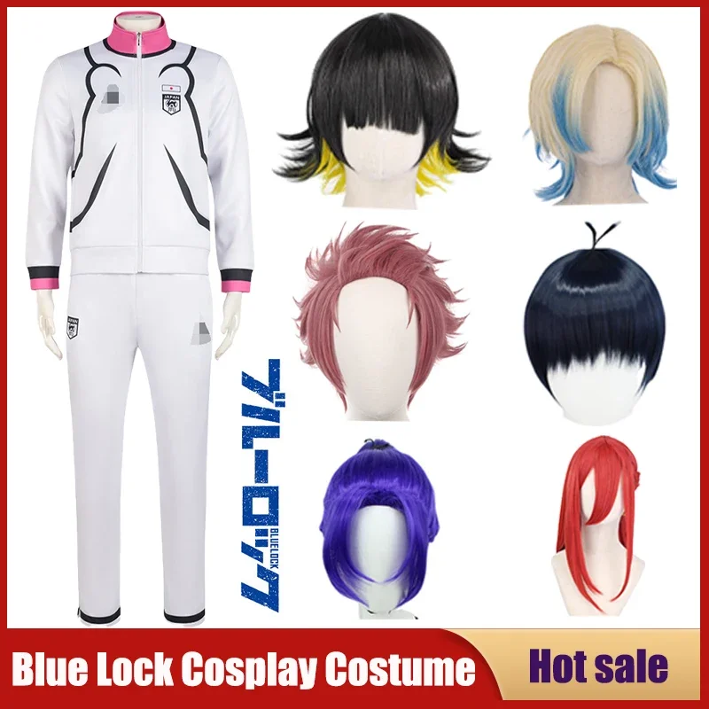 Anime Blue Lock Cosplay Isagi Yoichi Wig Coat Pants School Uniform Football Jersey Meguru Bachira Soccer Jakets Zip Sportswe@0Z*
