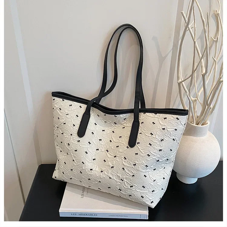 Sommerliche, farbenfrohe Tragetasche mit Schleife für Damen, große Kapazität, trendige, vielseitige Hand- und Schultertasche, ideal für Pendler, Alltag und Freizeit. – Detail 19