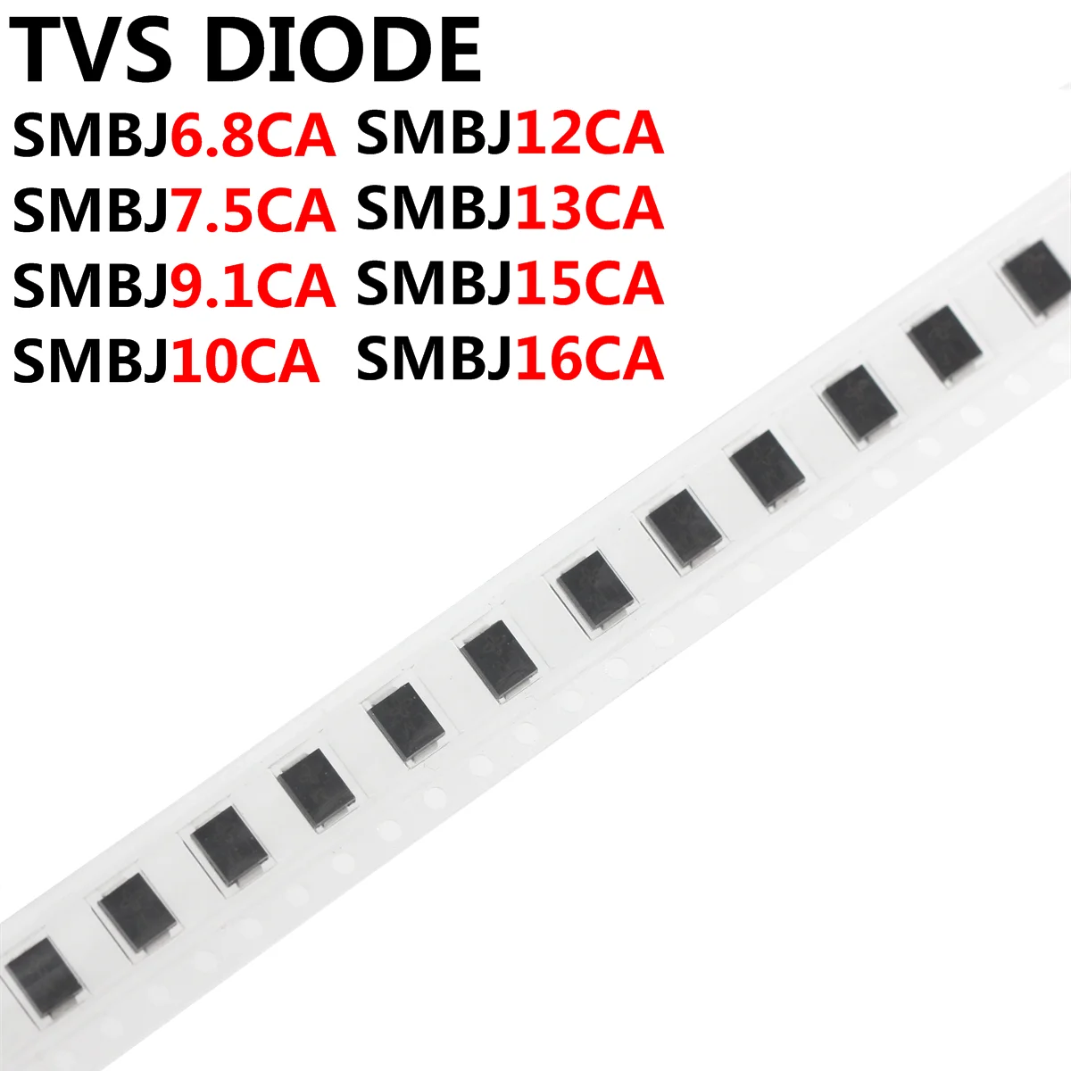 100SZT DIODA TVS SMBJ6.8CA SMBJ7.5CA SMBJ9.1CA SMBJ10CA SMBJ12CA SMBJ13CA SMBJ15CA SMBJ16CA SMD