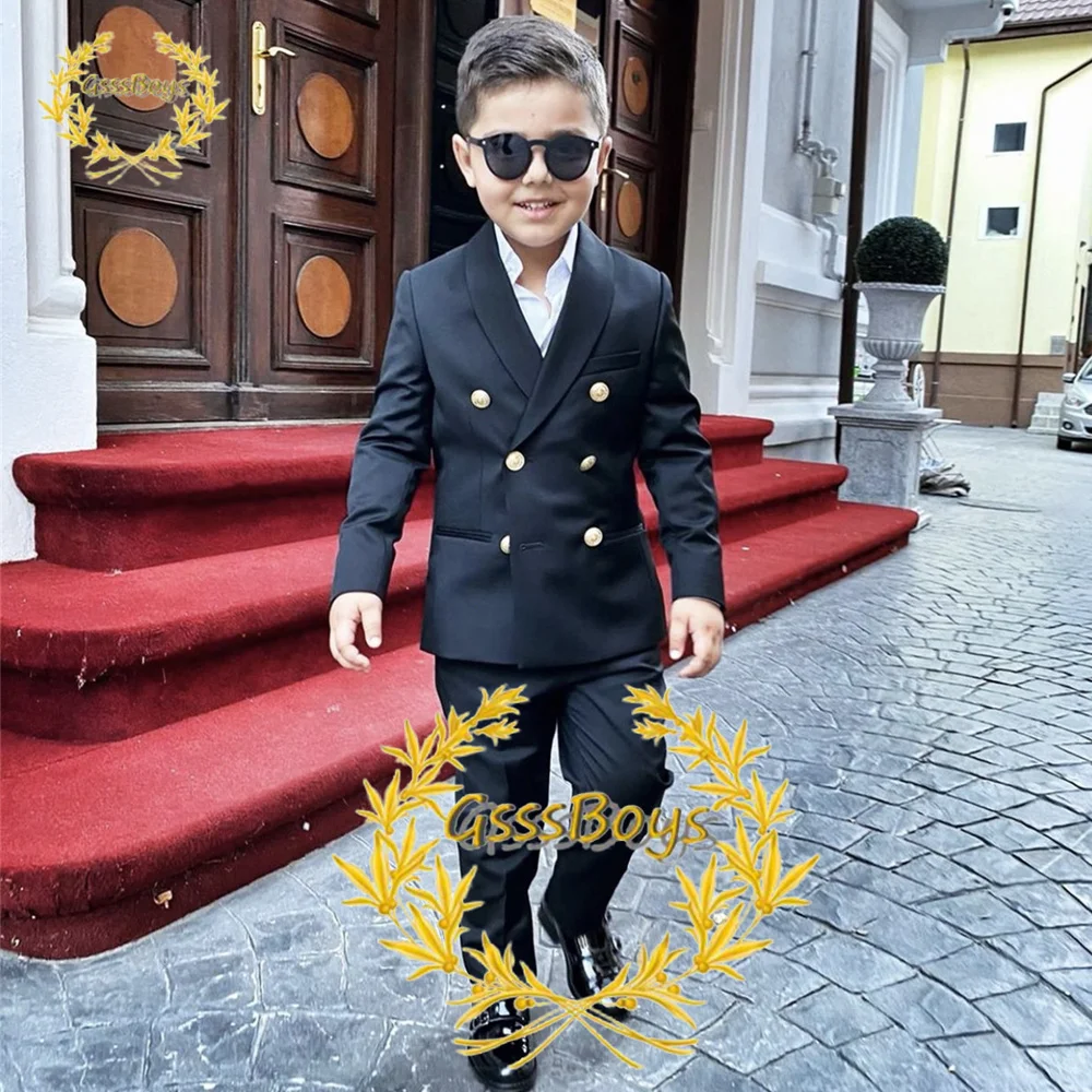 Fashion Boy Suit Wedding Tuxedo Double Breasted Formal Child Jacket 2 Piece Blazer Pants costume enfant garçon