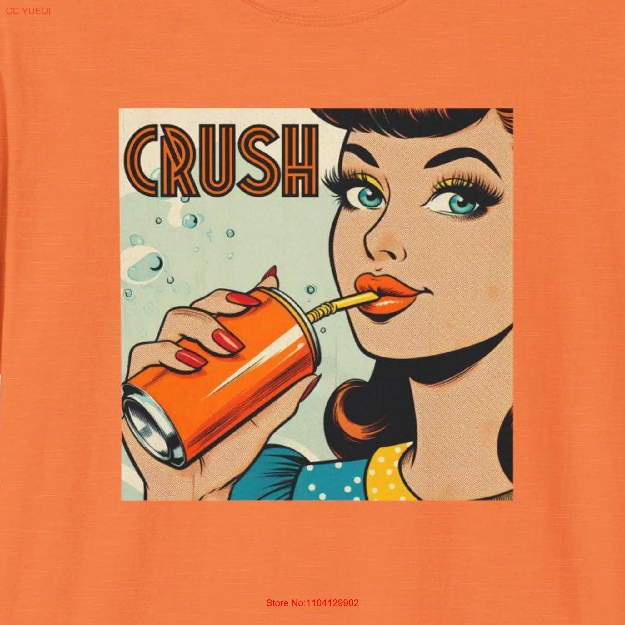 Orange Crush Soda T Shirt Retro 50's Comic Vintage Summer long or short sleeves