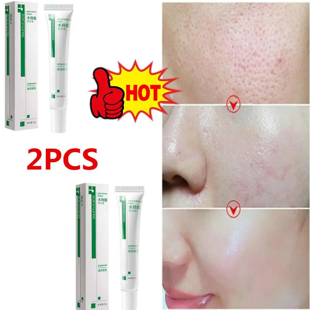 2PCS Salicylic Acid Shrink Pores Cream Products Oil Control Moisturizing Smooth Skin Care Nourish Fade Acne Face Korean Cosmetic