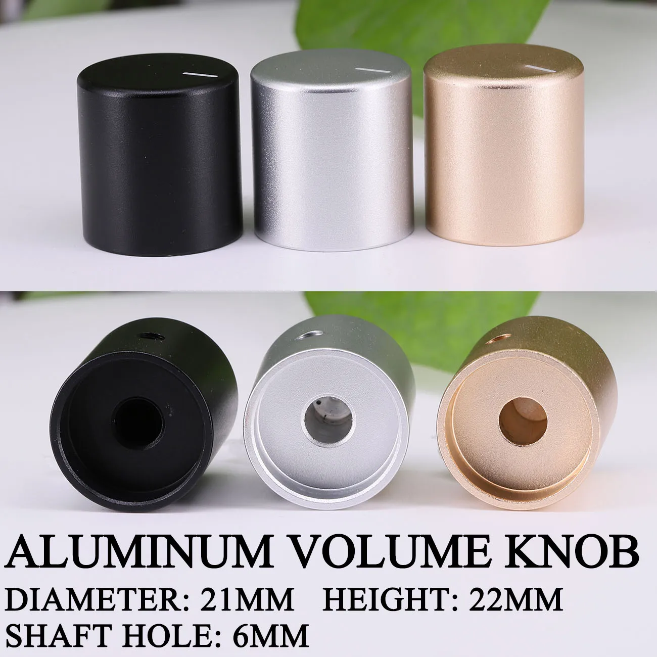 1PC Volume Knob 21mmx22mm 6mm Solid Aluminum Potentiometer Knob Button HIFI Car Audio AMP DAC CD Sound Volume Control Knob