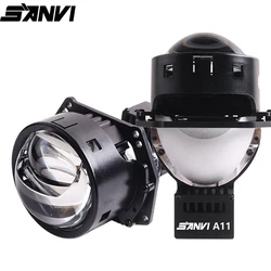 SANVI 2PCS Bi LED Lenses for Car Headlights  PTF Ice Lense 3inch Auto Projector Headlamp for Hella 3R G5 Frame 73W 22700Lux