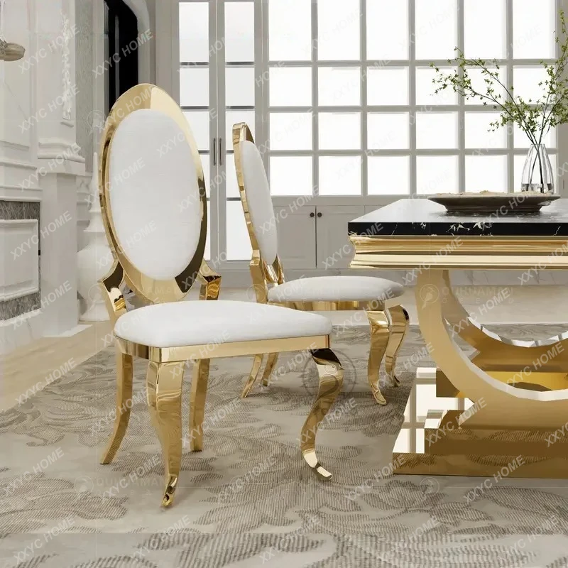 

LXLight luxury stainless steel high-end microfiber leather household dining chair high-end