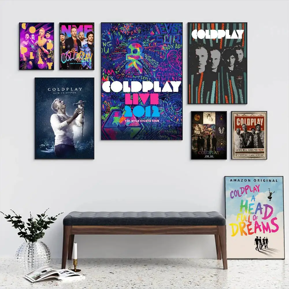 

Rock Cold-play Band Movie Sticky Posters Vintage Room Bar Cafe Decor Nordic Home Decor