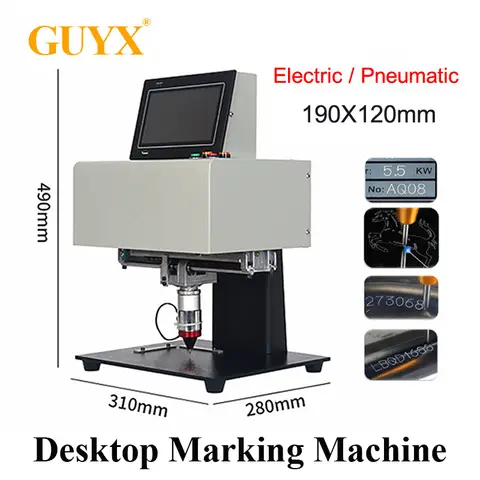 데스크탑 타각기 공압 및 전기 마킹 기계, 명판 실린더 섀시 넘버 메탈용 터치 스크린, 190x120mm 명판 실린더 브래킷 섀시 번호 금속 부품 PVC 스테인리스 스틸 부품