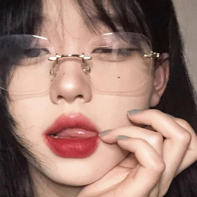 Fashion Women Transparent Square Rimless Shades Glasses Vintage Sturdy AC Lens Spectacles Unisex Decorative Metal Frame Eyewear - Image 4