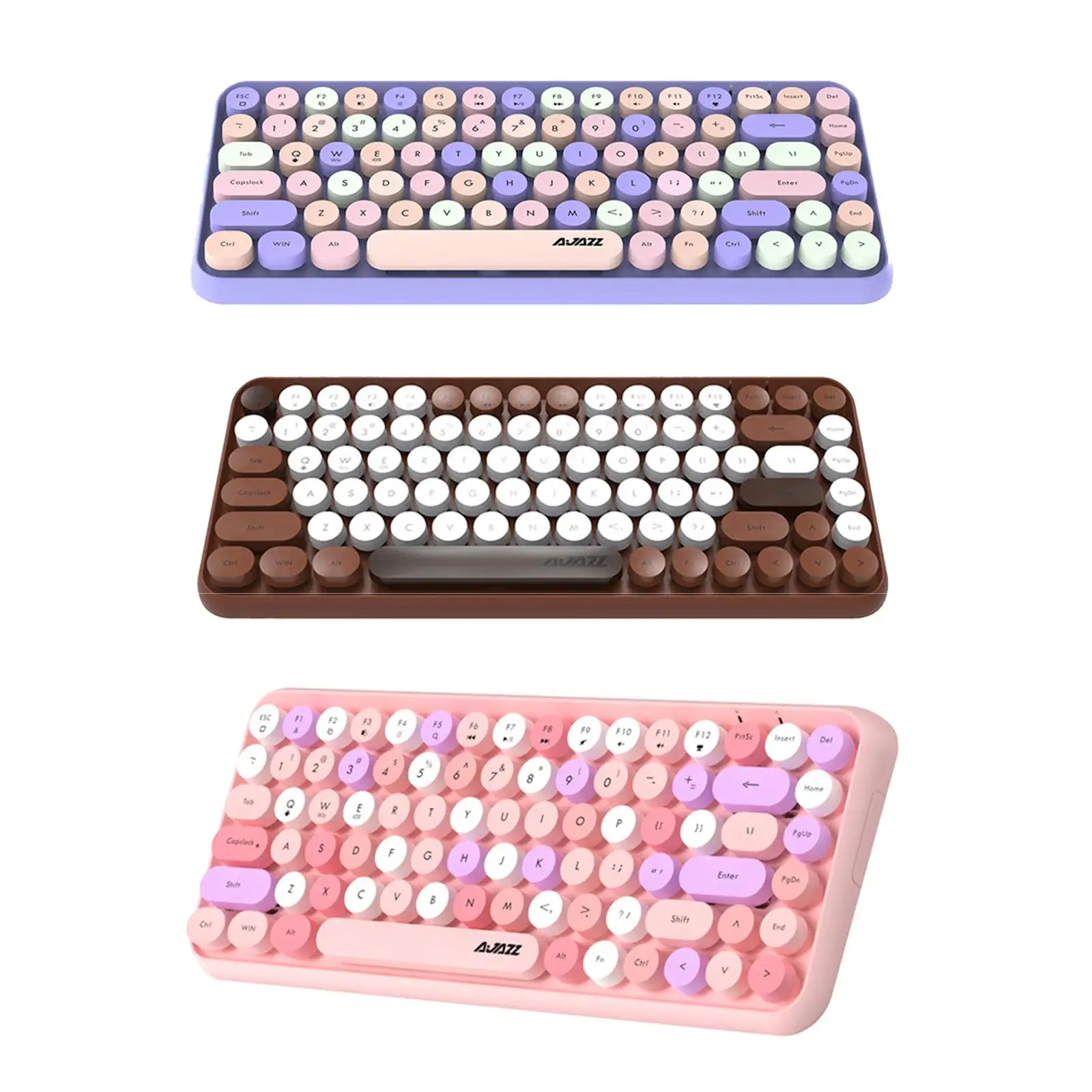 

Gaming Keyboard, Mini 84-key Compact Keyboard, Cute Retro Round Keycap Frosted Panel