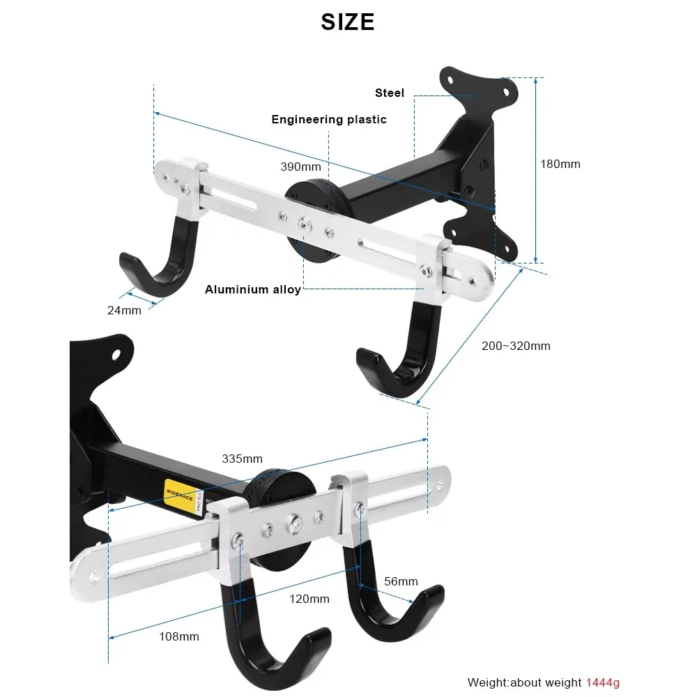 Soporte de pared giratorio ajustable para colgar bicicletas montaña - imagen 4