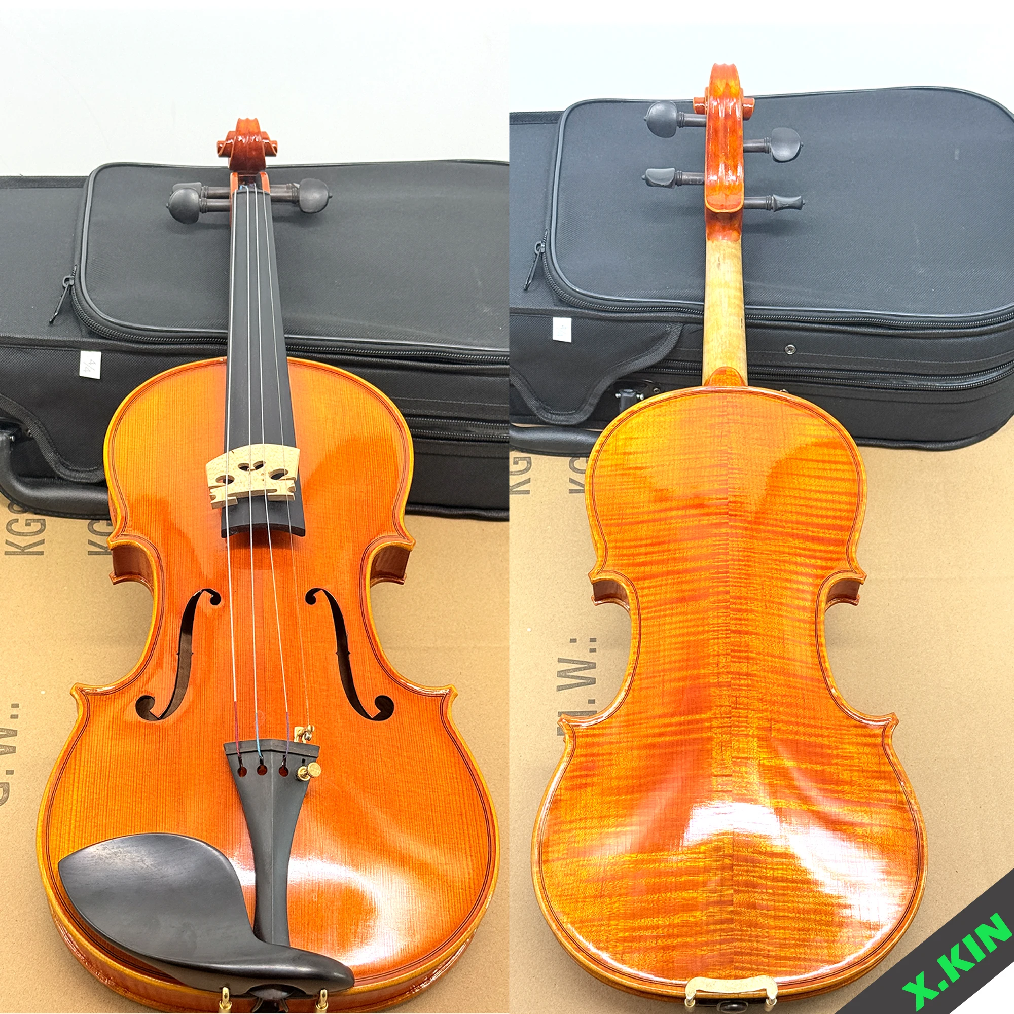 

Golden Violin 4/4 Keba Glue Handmade Paint Performance Grade Violin Full Size with Hard Case, Shoulder Rest, Bow, Strings, Mute