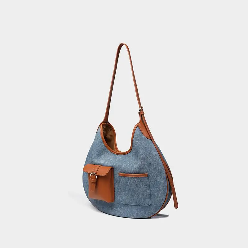 

Western style women's large capacity denim tote bag commuting armpit bag luxurious and lazy style single shoulder crossbody