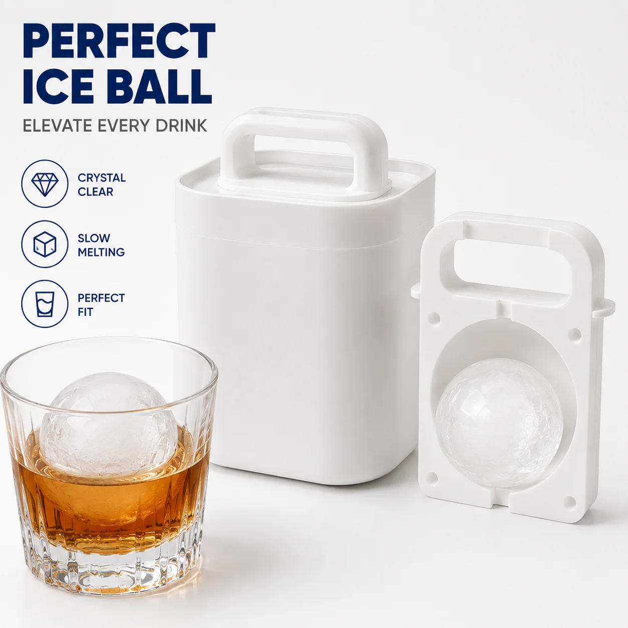 Molde para Hielo de Whisky de Grado Alimenticio, Bandeja Transparente para Cubos de Hielo Grandes, para Cócteles, Bebidas, Bar, Hogar, Accesorios de Cocina