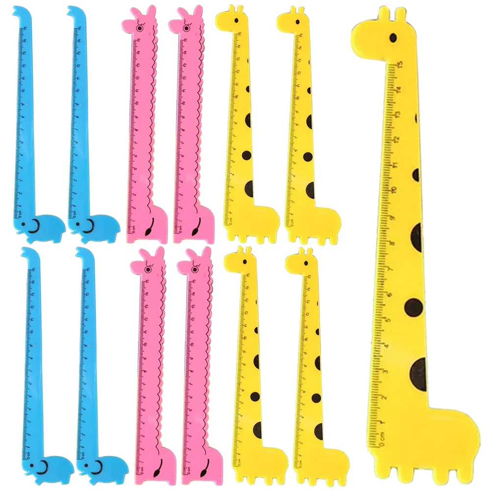 30 pz Giraffa Righello Adorabile Plastica Carino Studente Strumenti Portatile Per Bambini Righello Pittura Righelli Novità Righelli di plastica Per La Casa