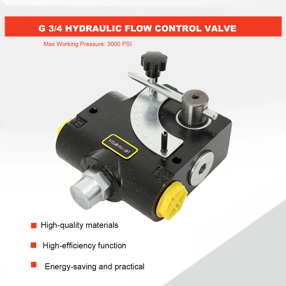 

Регулируемый гидравлический клапан контроля расхода 3/4" NPT с предохранительным клапаном, 0-30 GPM, с компенсацией давления