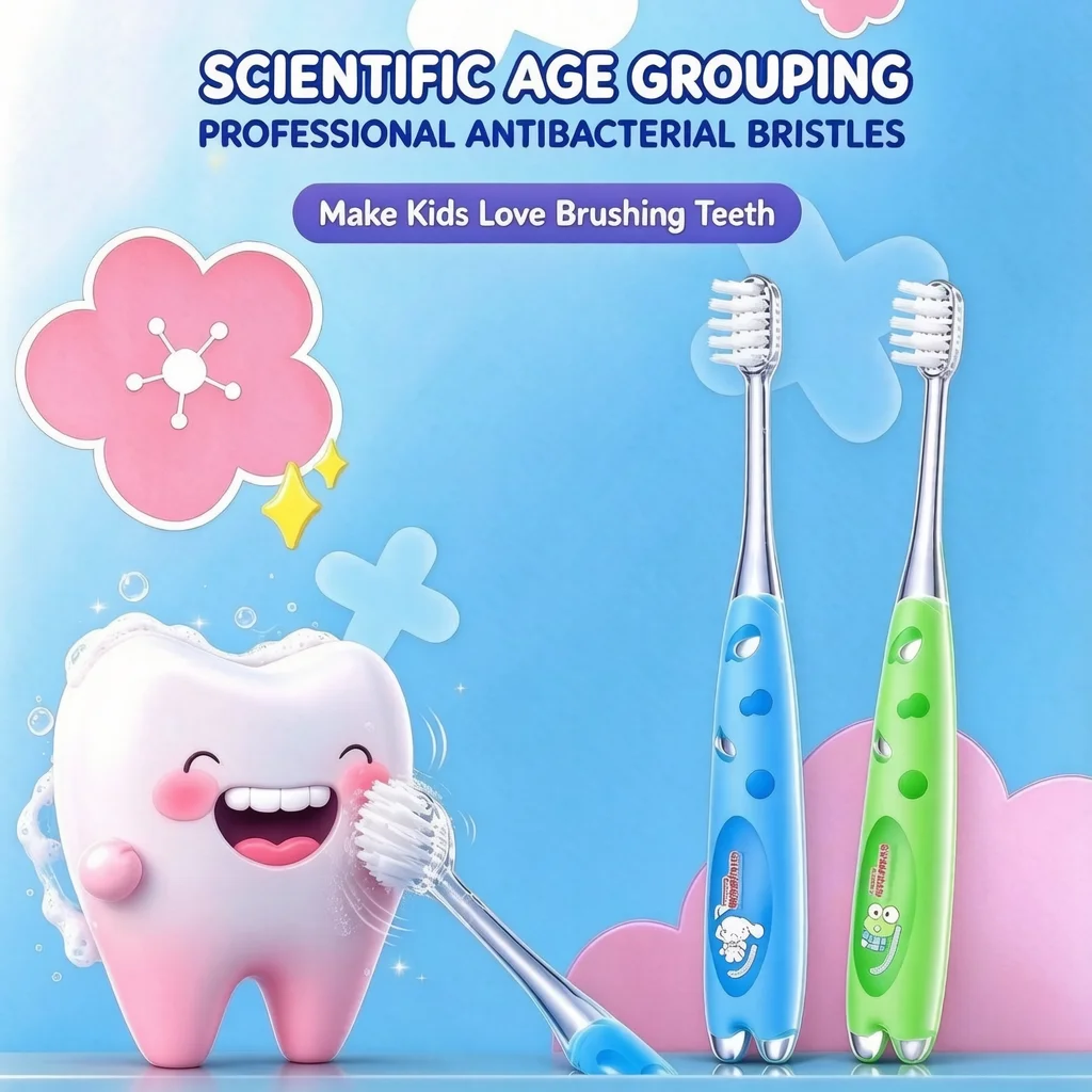 Baby and Children's Growth Toothbrush for Ages 2 to 6, Small Head, Soft Bristles for Cleaning