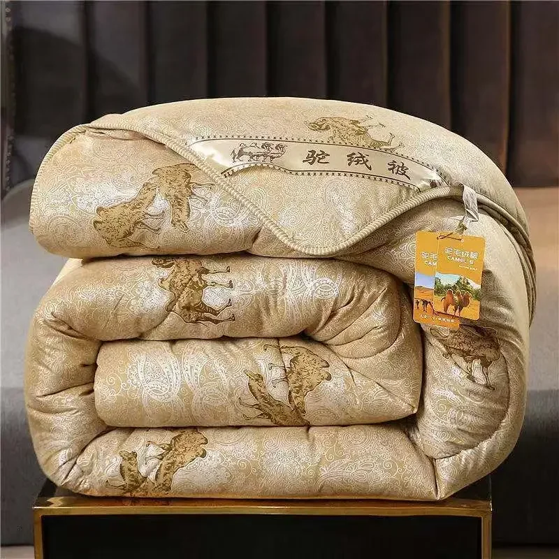 

Winter Camel Wool Bedspread Comforter Warm Quilt Weighted Blanket Camel Hair Quilt Duvet Bedding Couple Bed Quilt Nordic Filling