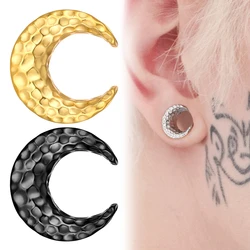 Giga 2 PCS Meteorite Design Ear Saddle Plugs Guages for Stretched Earlobe Stainless Steel Tunnels Expander Body Piercing Jewelry