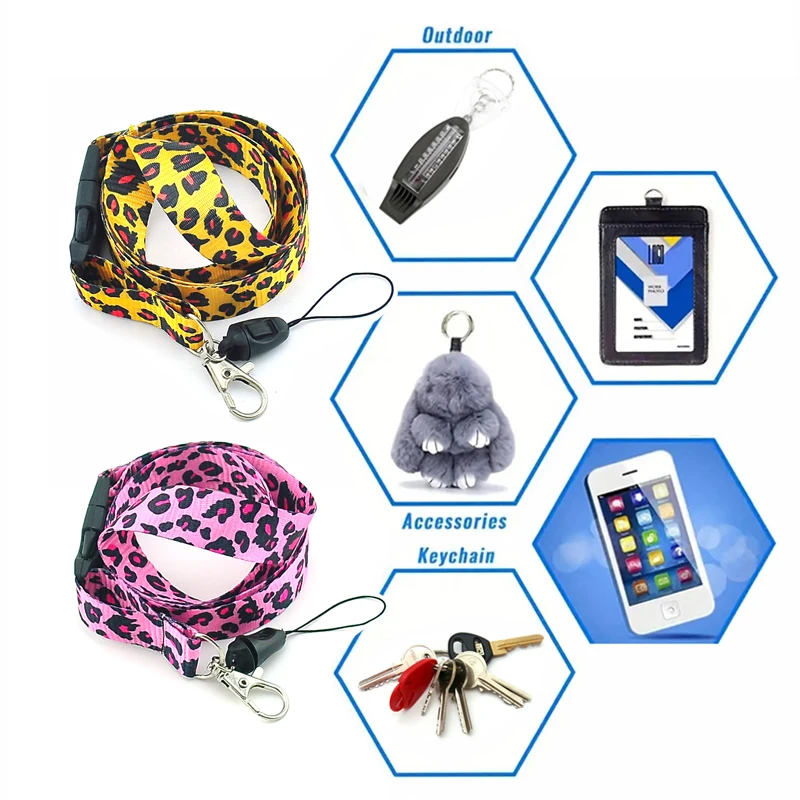 

Желтый, розовый ремешок с леопардовым узором, милый брелок, ожерелье для мобильного телефона, держатель для бейджа, ключи, ID, шейные ремни, анти-потерянный 6 шт./лот