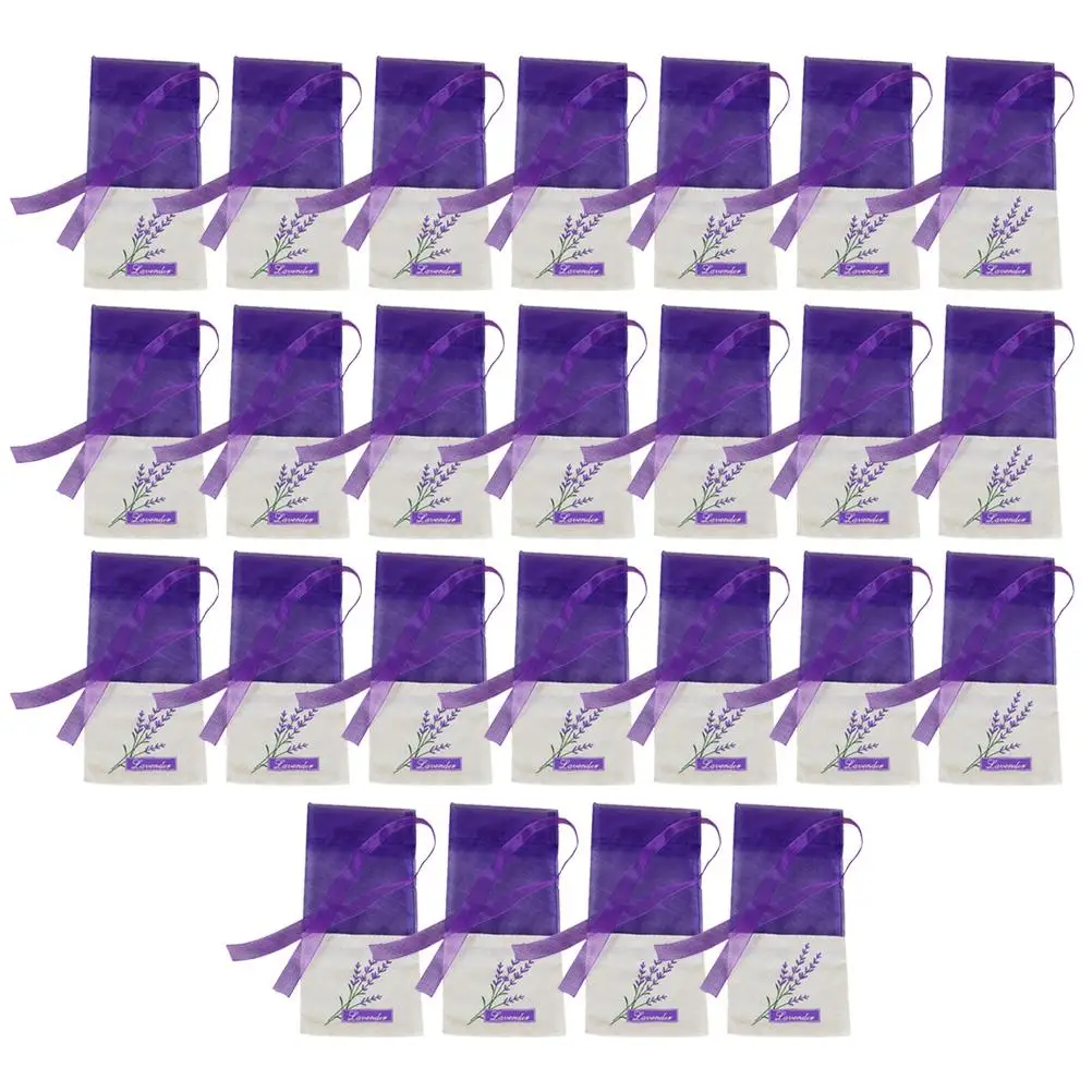 25 Pcs Peppermint Sachets Drawer Perfume Paper Carrier Bags Wedding Favor Candy Drawstring Small Gift Lavender