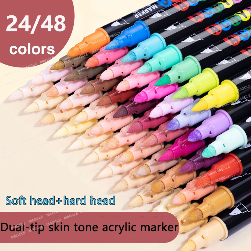 Guangna School Color Markers Set Soft Hard Tips Professional Acrylic Ink Opaque Foldable Art Paint Pens Safe Graffiti Stationery