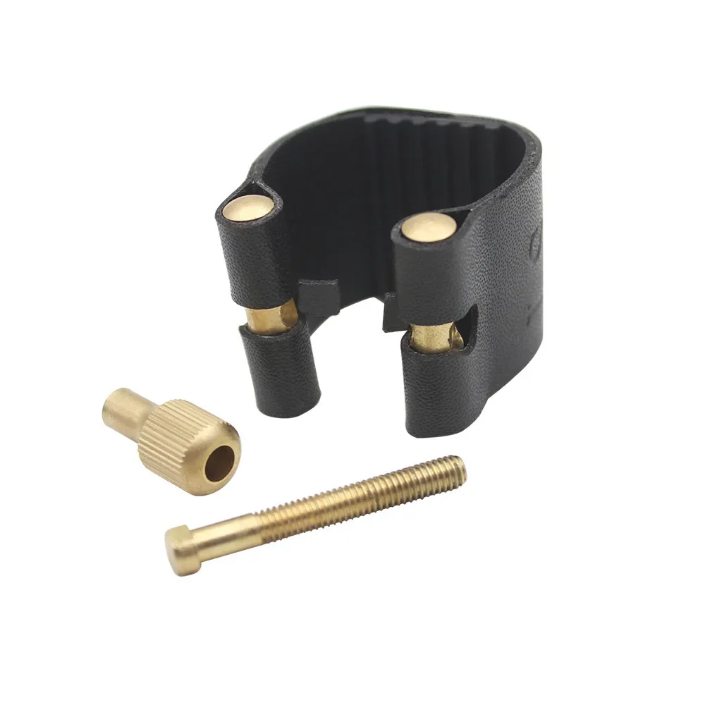 Saxophone Mouthpiece Ligature Fastener Clip Instrument Accessories Alto Tenor Soprano Sax Leather Cover Clamp ABS Cap