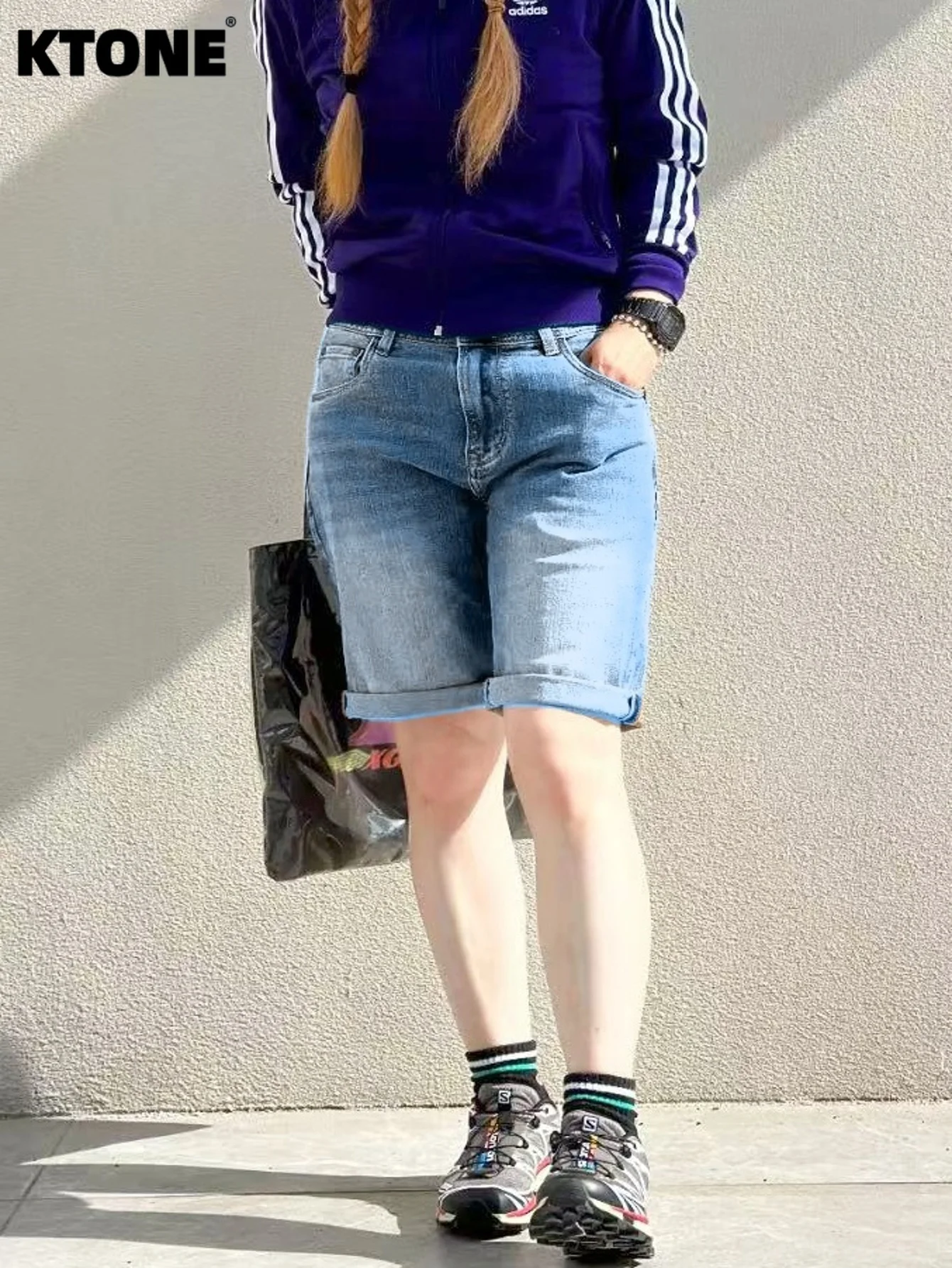

Solid Color Jeans Blue Slim Denim Shorts For Man Light Retro Harajuku Drip No accessories or belts included