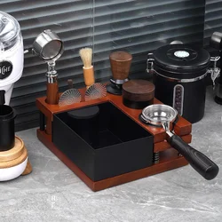 Espresso Knock Box, Tamping Station,Spring-loaded Portafilter Holder, Basket Filters & Funnel Stand, Fits 51/54/58MM Tamper