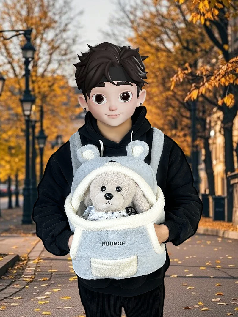 

Pet bag winter warm thick plush chest double shoulder go out portable bag than bear teddy cat bag dog bag