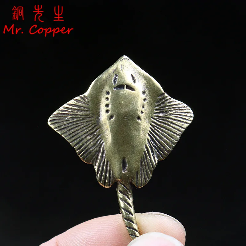 Miniature Statue of Devil Fish, Brass Tea Pet, Sea Animal Ornament, Lucky Home Decorations Accessories,Tea Set, Craft Home Decor