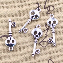 25pcs Charms Skull Key 26x9mm Antique Silver Color Pendants DIY Crafts Making Findings Handmade Tibetan Jewelry