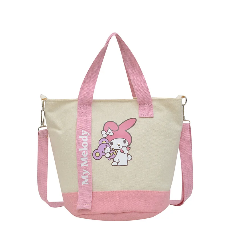 Sanrio Canvas Tote Kuromi Cartoon Handsome Carrying A Commuter Bucket Woman Shoulder Straddle Bag