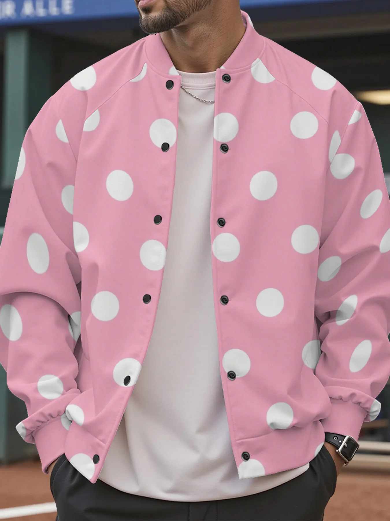 

Бейсбольная куртка в горошек в стиле ретро, многоцветная корейская уличная мода, винтажная женская и мужская пара, осенняя многослойная верхняя одежда