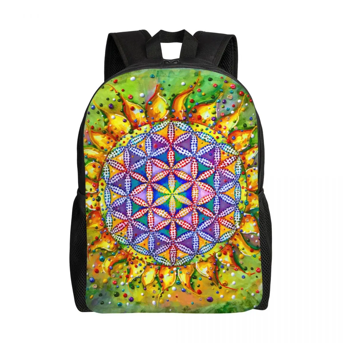 3D Print Flower Of Life Painting Backpacks for Boys Girls Geometric Mandala School College Bags Bookbag Fits 15 Inch Laptop