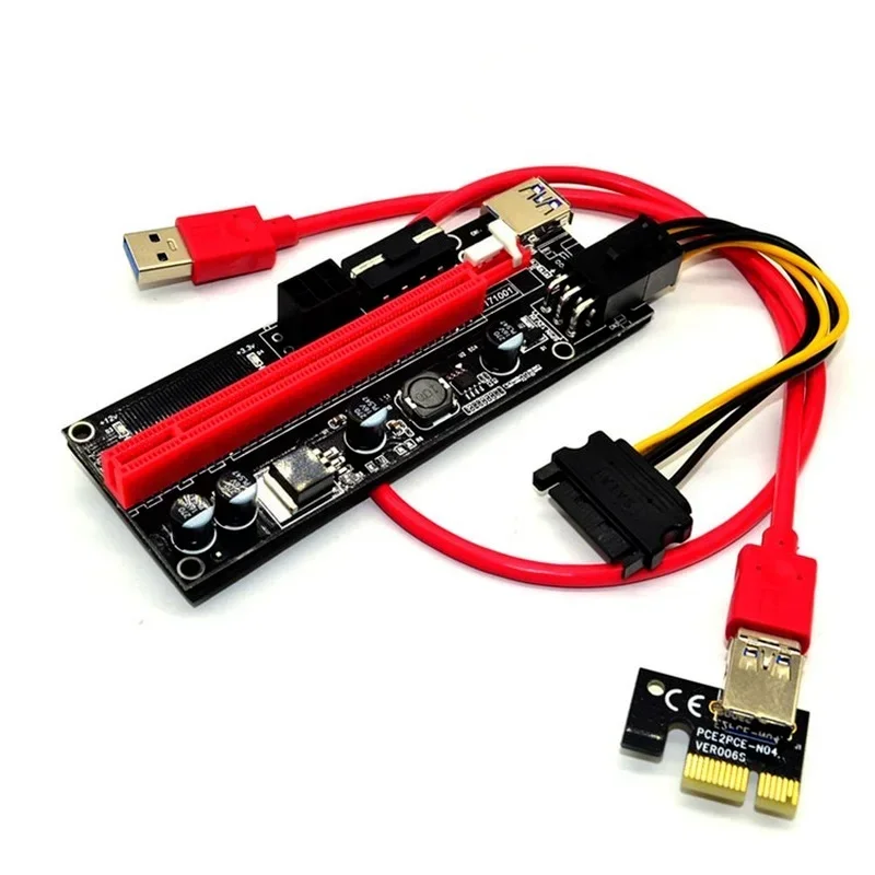 VER009S Plus PCI-E Riser Card PCI Express 1X to 16X USB 3.0 Cable SATA to 6Pin Connector for Graphics Video Card