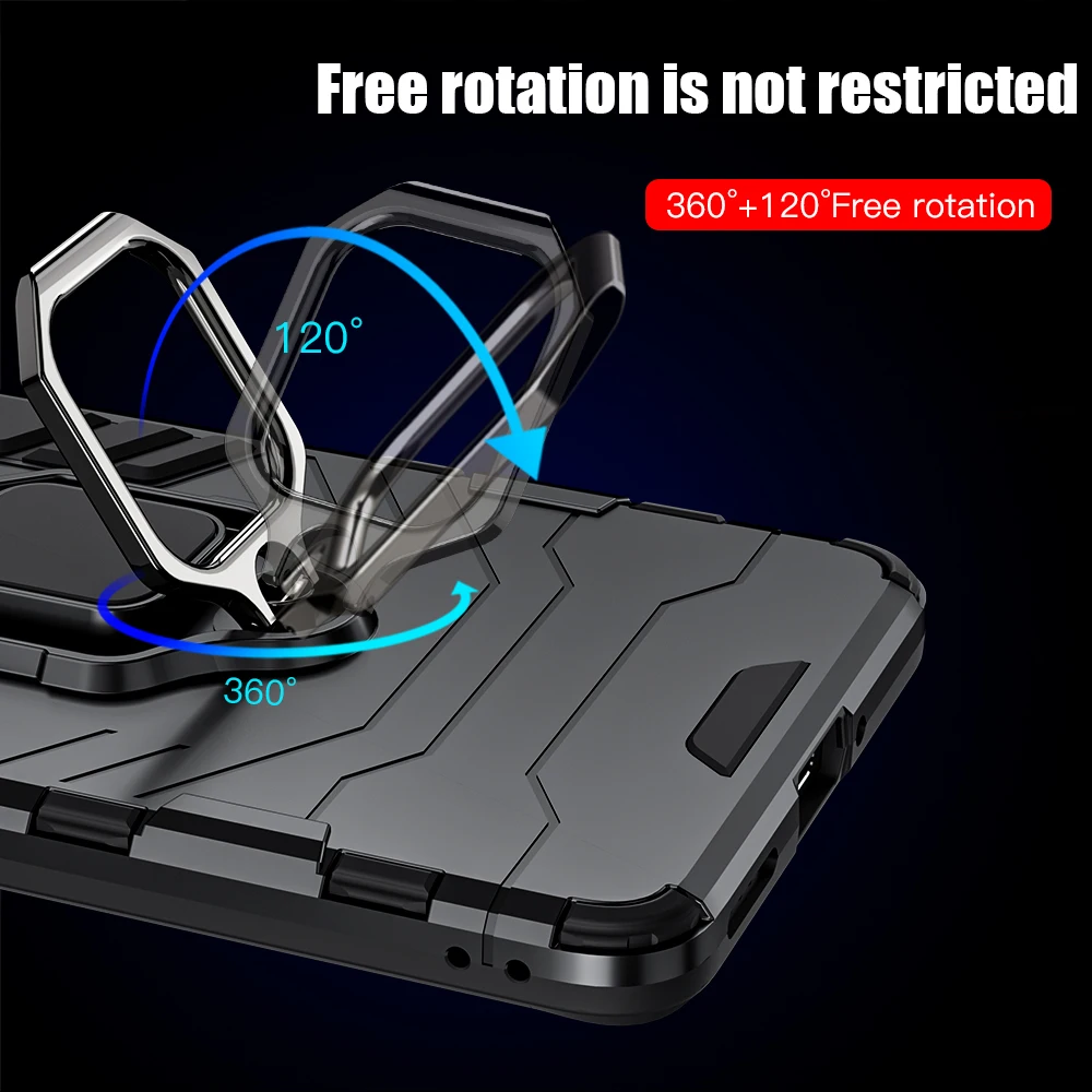 KEYSION Shockproof Armor Case for HONOR 200 Pro 5G Soft Silicone+PC Metal Ring Stand Phone Back Cover for Huawei Honor 200 Pro