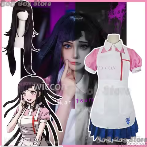 Mikan Tsumiki Anime Danganronpaaa Cosplay Costume Maid Uniform Woman Girl Dress Lolita Apron Wig Halloween Christmas Customized