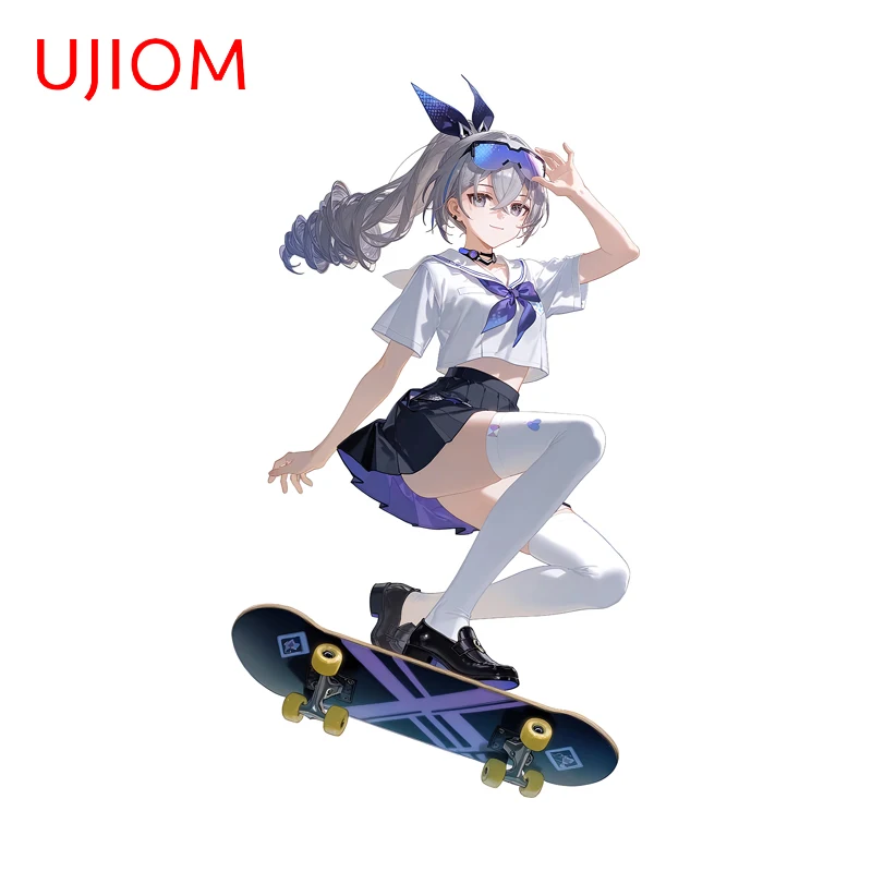 UJIOM Silver Wolf Skateboard Girl Wall Sticker Honkai Star Rail Surfboard Waterproof PVC Decal Fashionable Skateboard Wallpaper