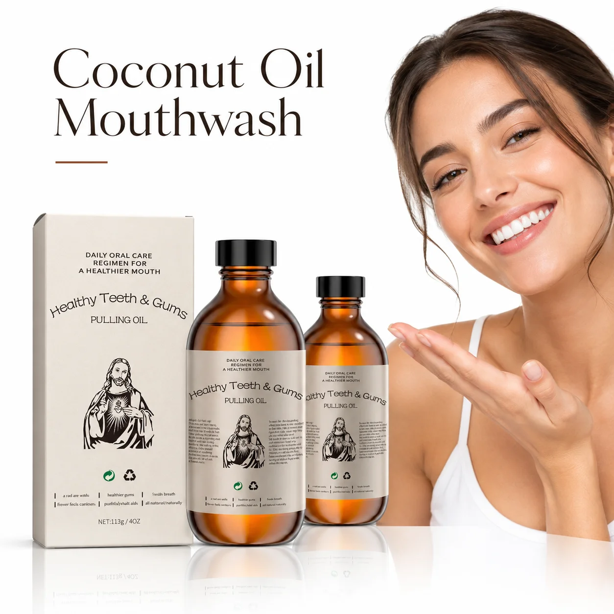 Ayurvedic Coconut Oil Mouthwash Gentle Oral Pulling Formula Non Burning Teeth and Gum Cleanser for Fresh Comfortable Mouth