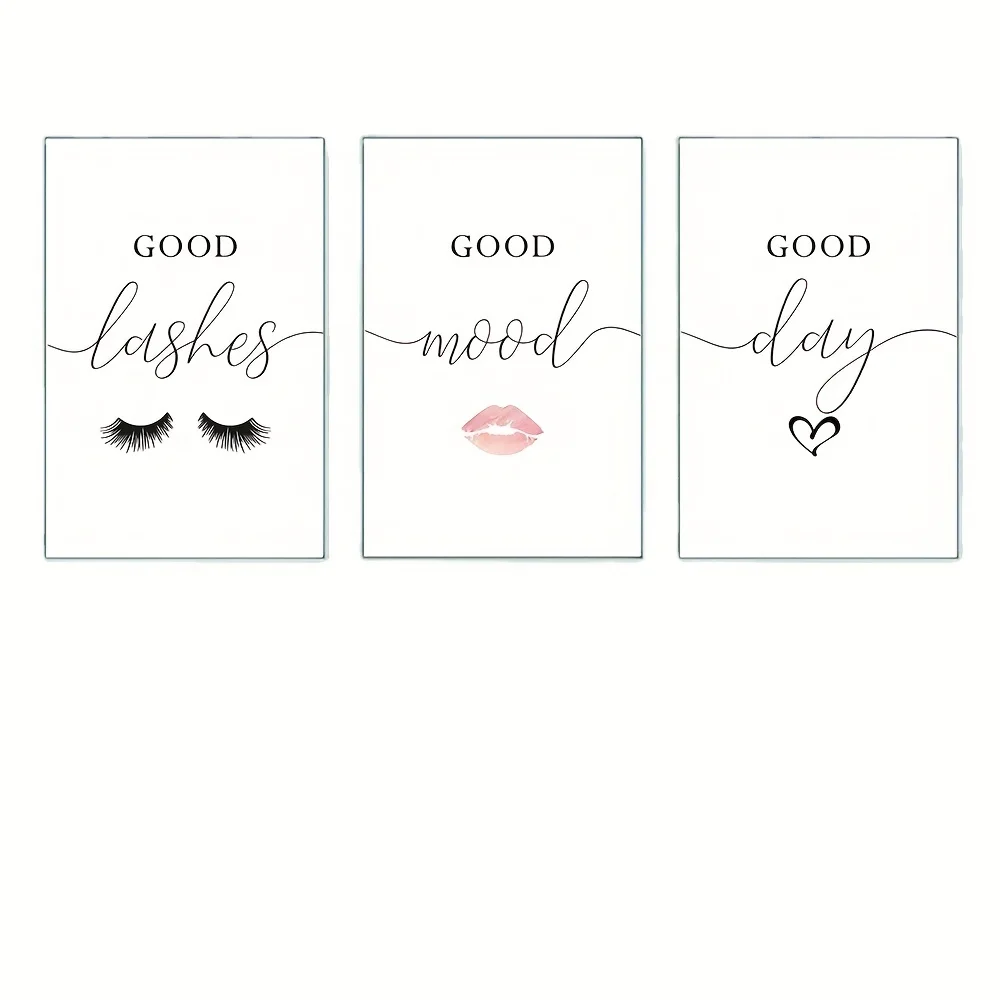 3pcs Eyelashes Makeup Vanity Lashes Wall Art Posters And Prints Living Room Girl\'s Bedroom Decorative Canvas Paintings