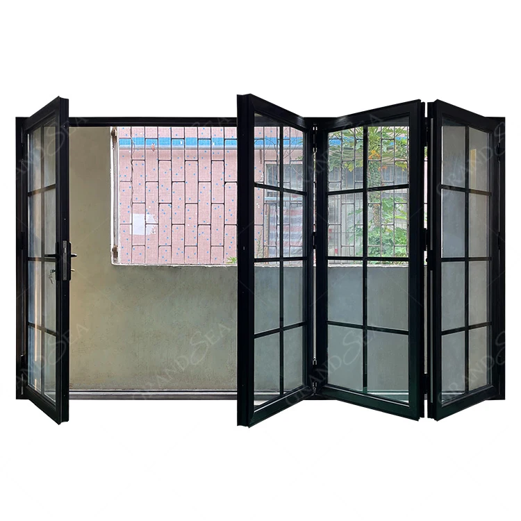 Wholesale Residential Entry Aluminum Folding Doors Exterior Bi Folding Glass Door Soundproof Balcony Glass Folding Door