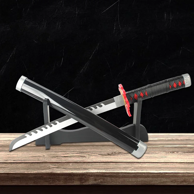 Demon Slayer Katana 60cm/23.6in Drewniany miecz do odgrywania ról Ognisty Bóg Tanjiro Rekwizyty kostiumowe na Halloween