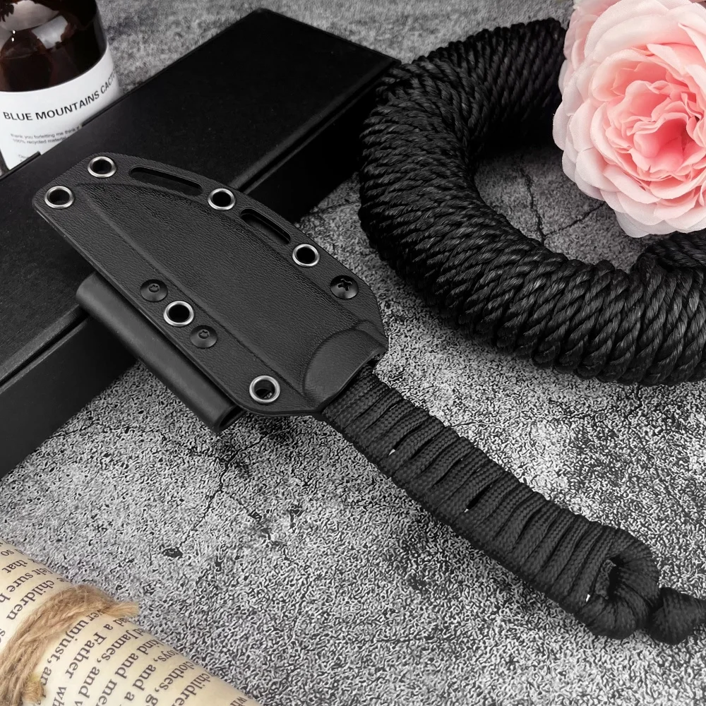 Coltello a lama fissa EDC per esterni Coltelli da frutta di alta qualità Coltelli multiutensile popolari Coltelli tattici con manico in corda di nylon con lama 440C