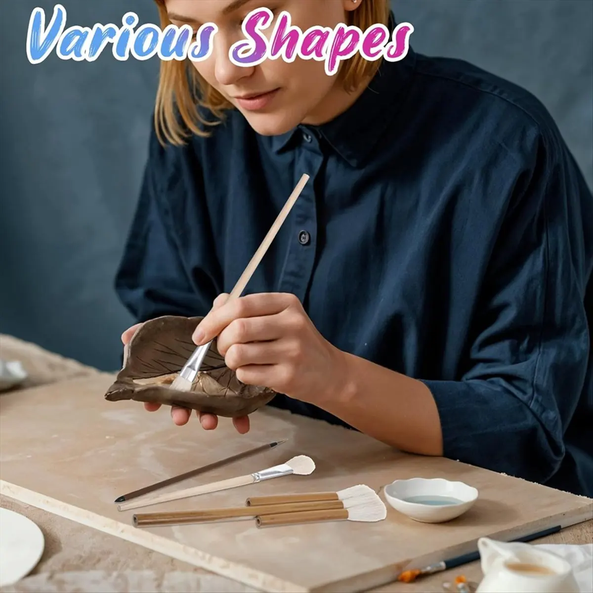 Super Sale 20 Pcs Glaze Brushes for Pottery,Wool Bristle Art Paintbrushes for Acrylic Blending Watercolor, for Artists Students