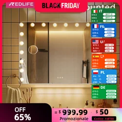 Redlife Hollywood Vanity Mirror with Lights, 20 LED Bulbs Make up Mirror w/ 10X Magnification and USB Charge Port, 360° Rotation