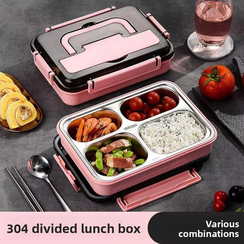 

Japanese Style Microwave Oven Insulated Lunch Box Student Office Worker Plastic Lunch Box Divided Type Lunch Box with Cutlery