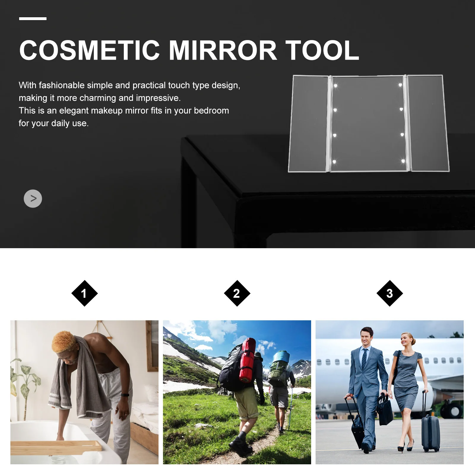 LED-make-upspiegel Draagbare aanraaktype dimbare desktopspiegel met LED-verlichting voor thuisgebruik Gereedschap